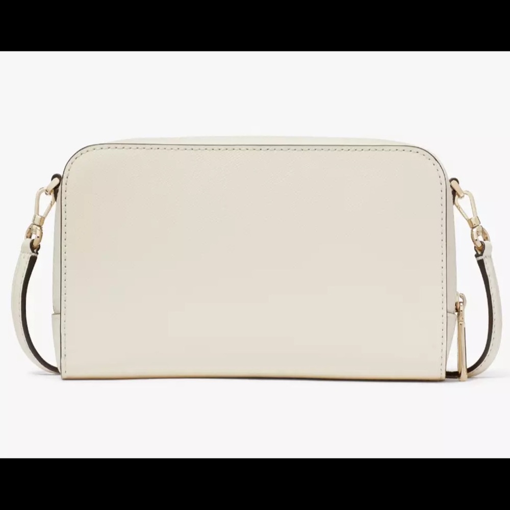 NWOT Kate Spade Stacie Dual Zip Crossbody Bag White Leather Meringue Purse🤍 - Picture 2 of 5